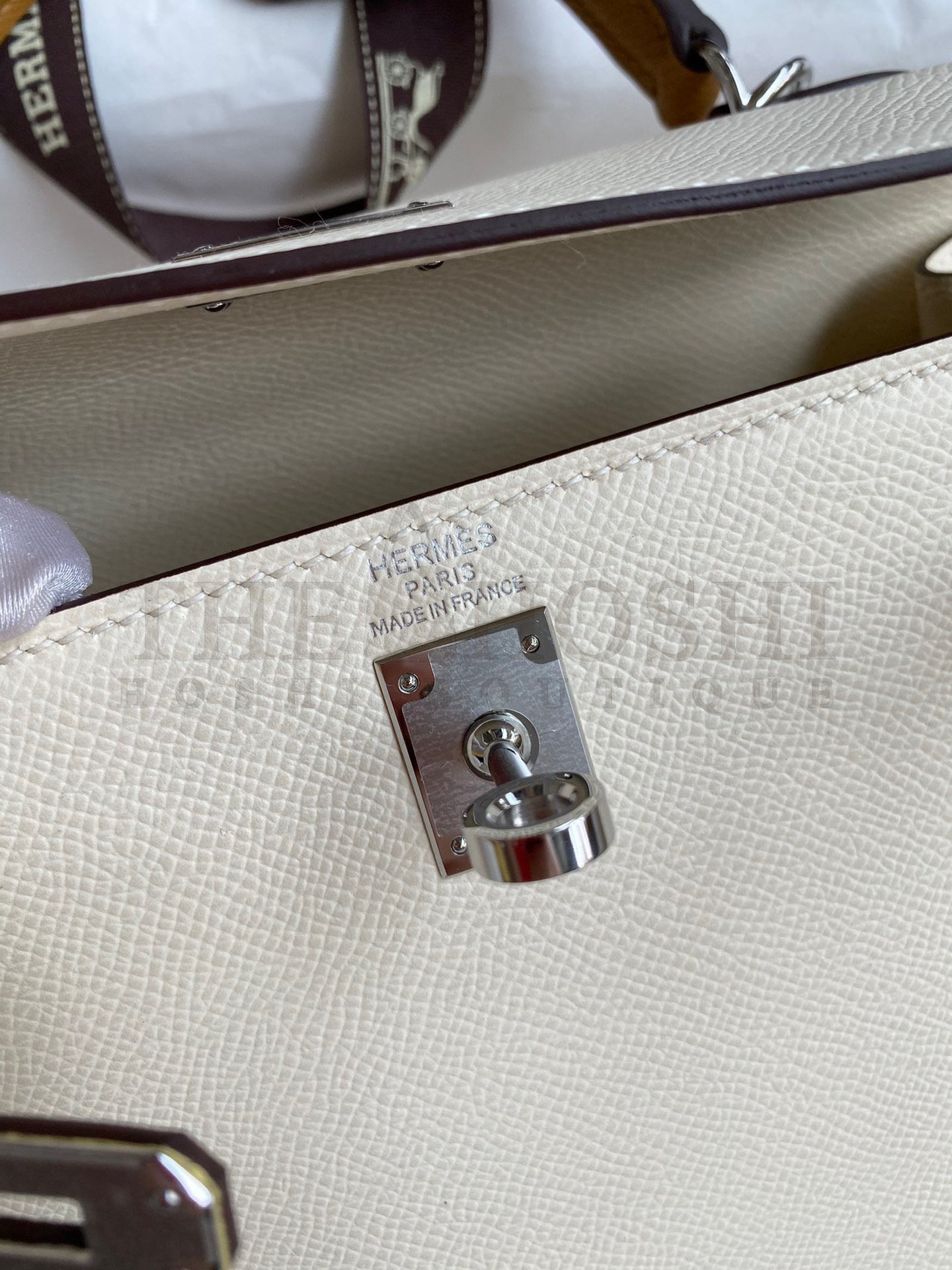 H**me5 Kelly Sellier 25 Tricolor Bag in Craie/Sesame/Yellow Epsom Calfskin Master Quality