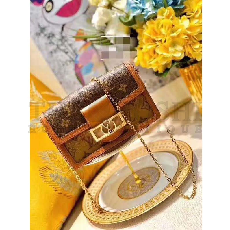 L0vis Vvtt0n LV Women Dauphine Chain Wallet Monogram Canvas-Brown Master Quality