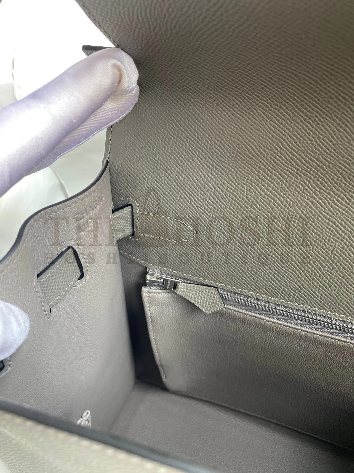 H**me5 Kelly Sellier 32 Handmade Bag In Etain Epsom Calfskin Master Quality