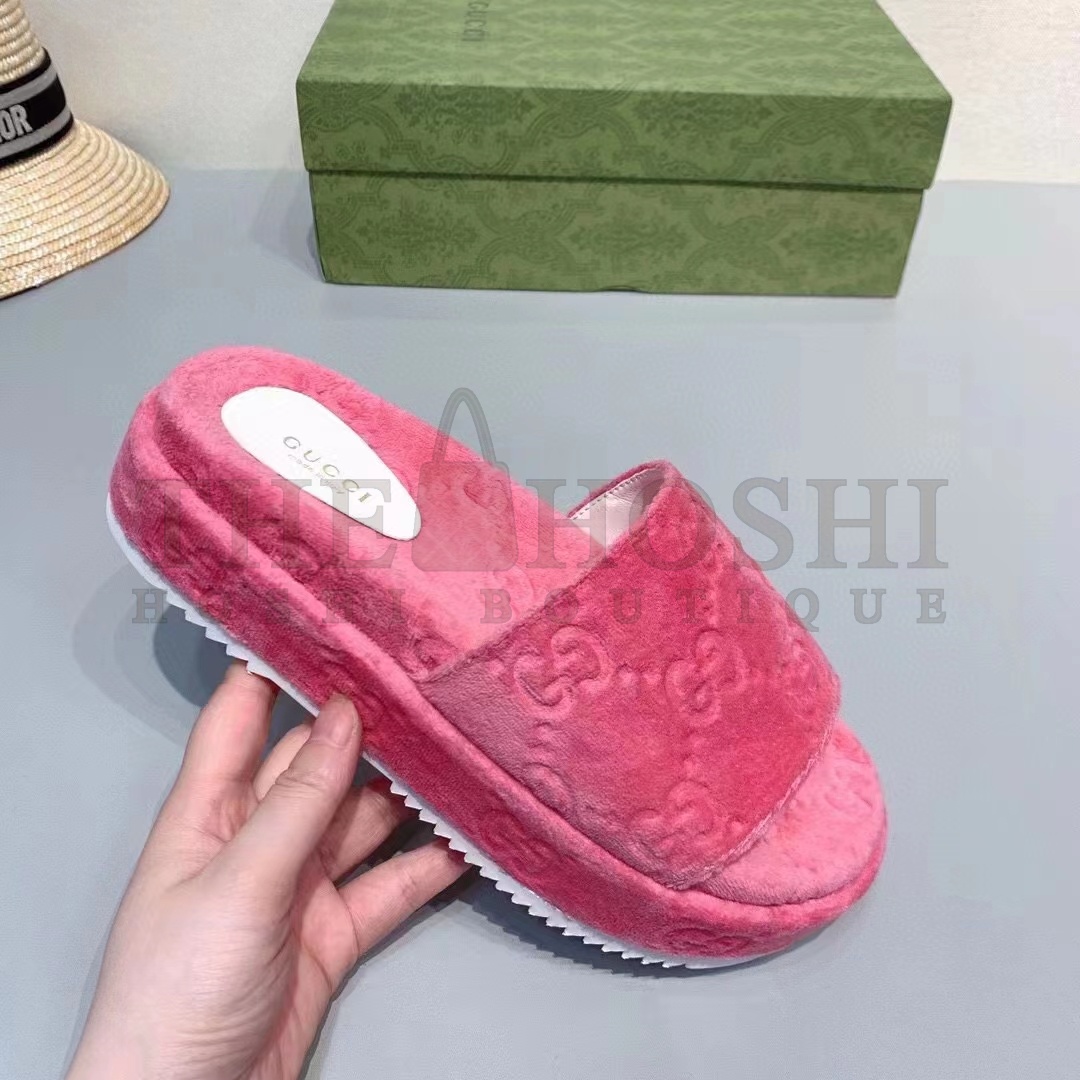 Gvc*1 Unisex G2 Platform Sandals Pink G2 Cotton Sponge Rubber Sole 3 Cm Heel Master Quality