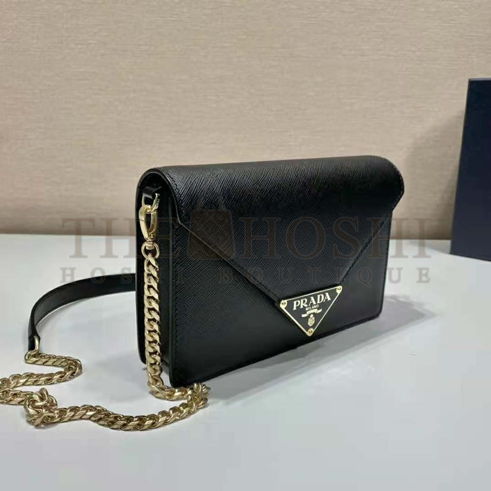 Pra*a Women Saffiano Leather Shoulder Bag-Black Master Quality