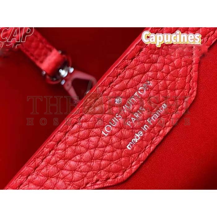 L0vis Vvtt0n LV Women Capucines Mini Handbag Scarlet Red Taurillon Cowhide Leather Master Quality