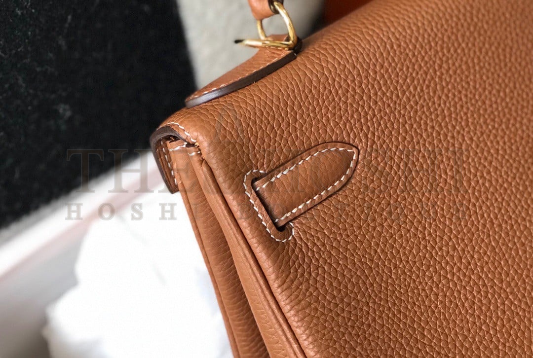 H**me5 Kelly 25cm Retourne Bag in Gold Clemence Leather GHW Master Quality