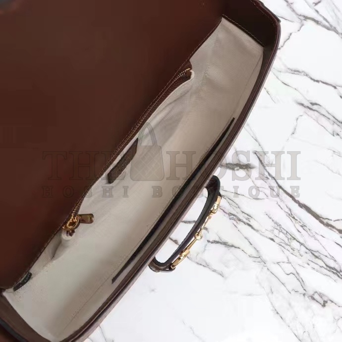 Gvc*1 Unisex Gvc*1 Horsebit 1955 Crossbody Bag Beige Ebony GG Svp*me Canvas Brown Leather Master Quality