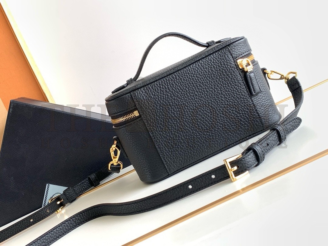 Pra*a Mini Vanity Bag in Black Grained Leather Master Quality