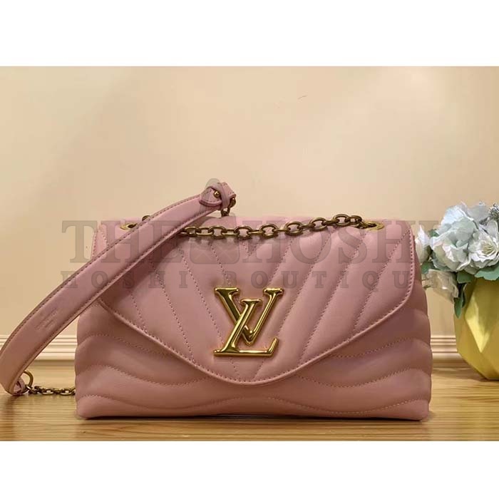 L0vis Vvtt0n LV Women New Wave Chain Bag MM Handbag Pink Smooth Cowhide Master Quality