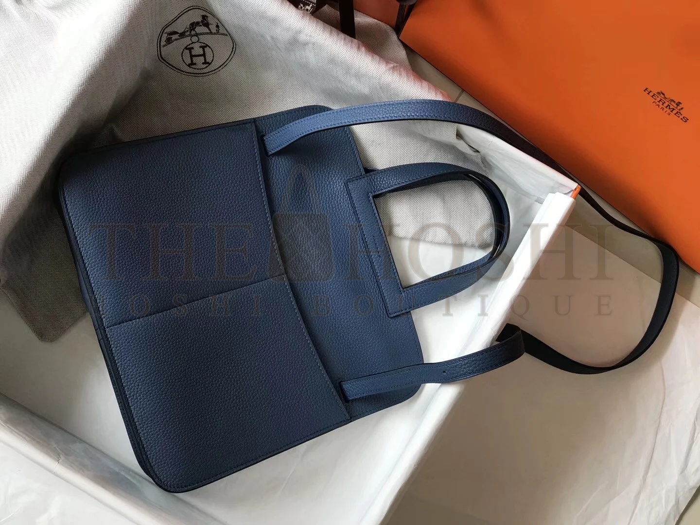 H**me5 Halzan 31cm Bag In Blue Agate Clemence Leather Master Quality