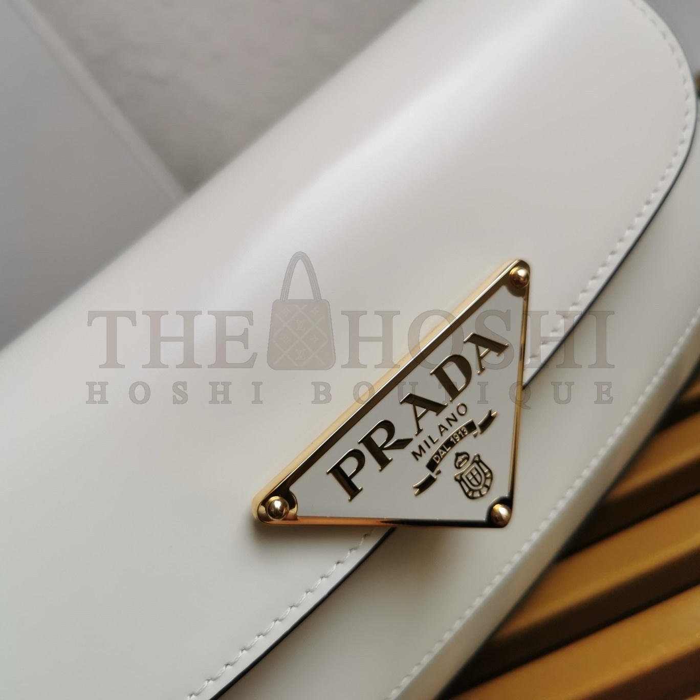 Pra*a Shoulder Bag in White Brushed Calfskin Master Quality