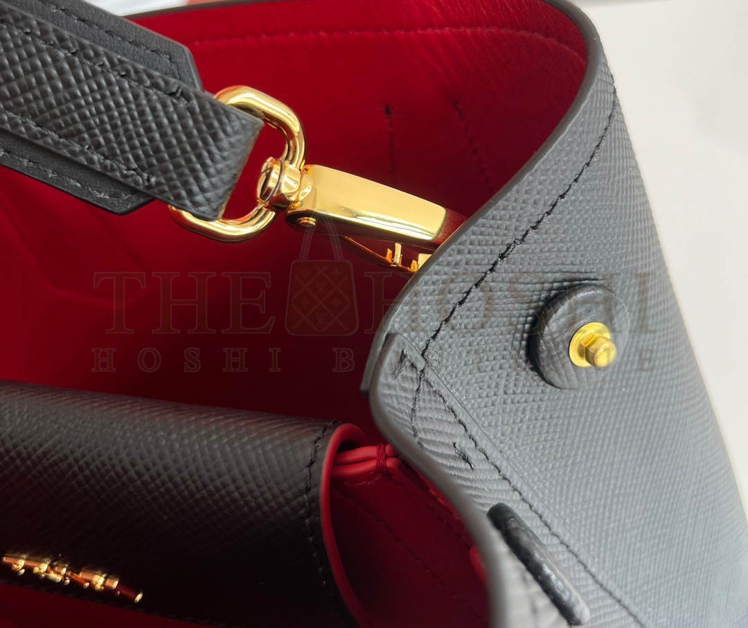 Pra*a Double Mini Bag In Black Saffiano Leather Master Quality