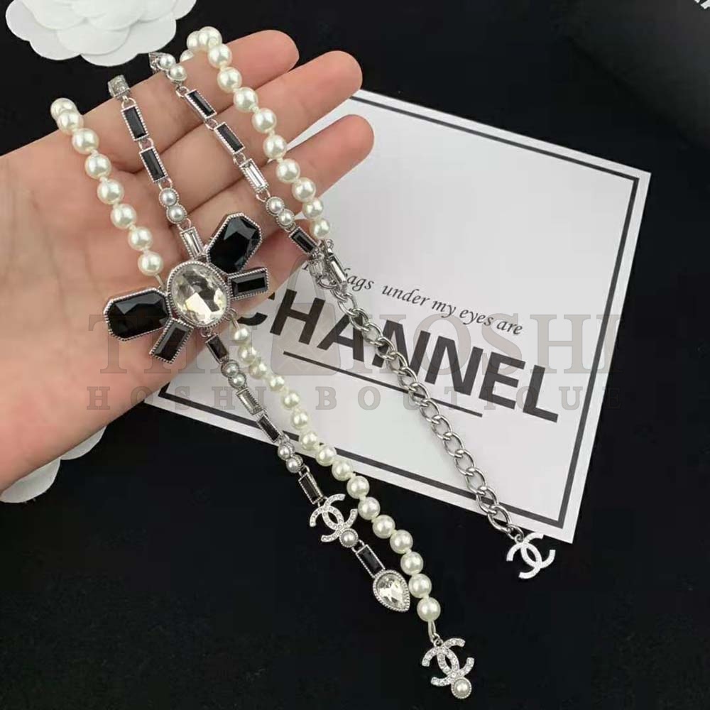 Ch**el Women Necklace in Metal Glass Pearls and Strass Master Quality