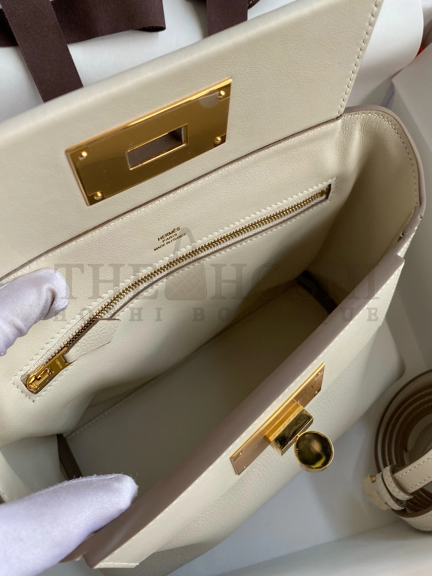 H**me5 24/24 Mini 21 Handmade Bag in Craie Evercolor Leather Master Quality