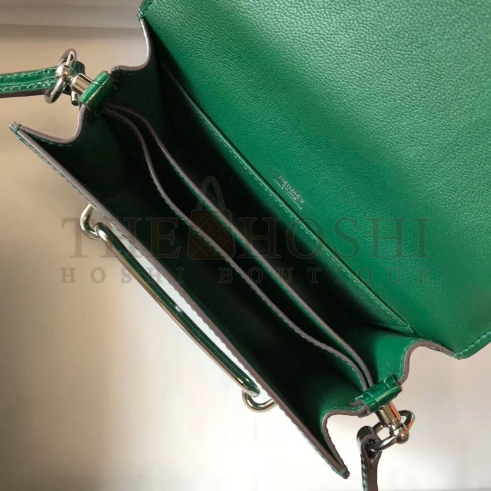 H**me5 Roulis Mini Bag In Green Crocodile With Natural Lizard Master Quality