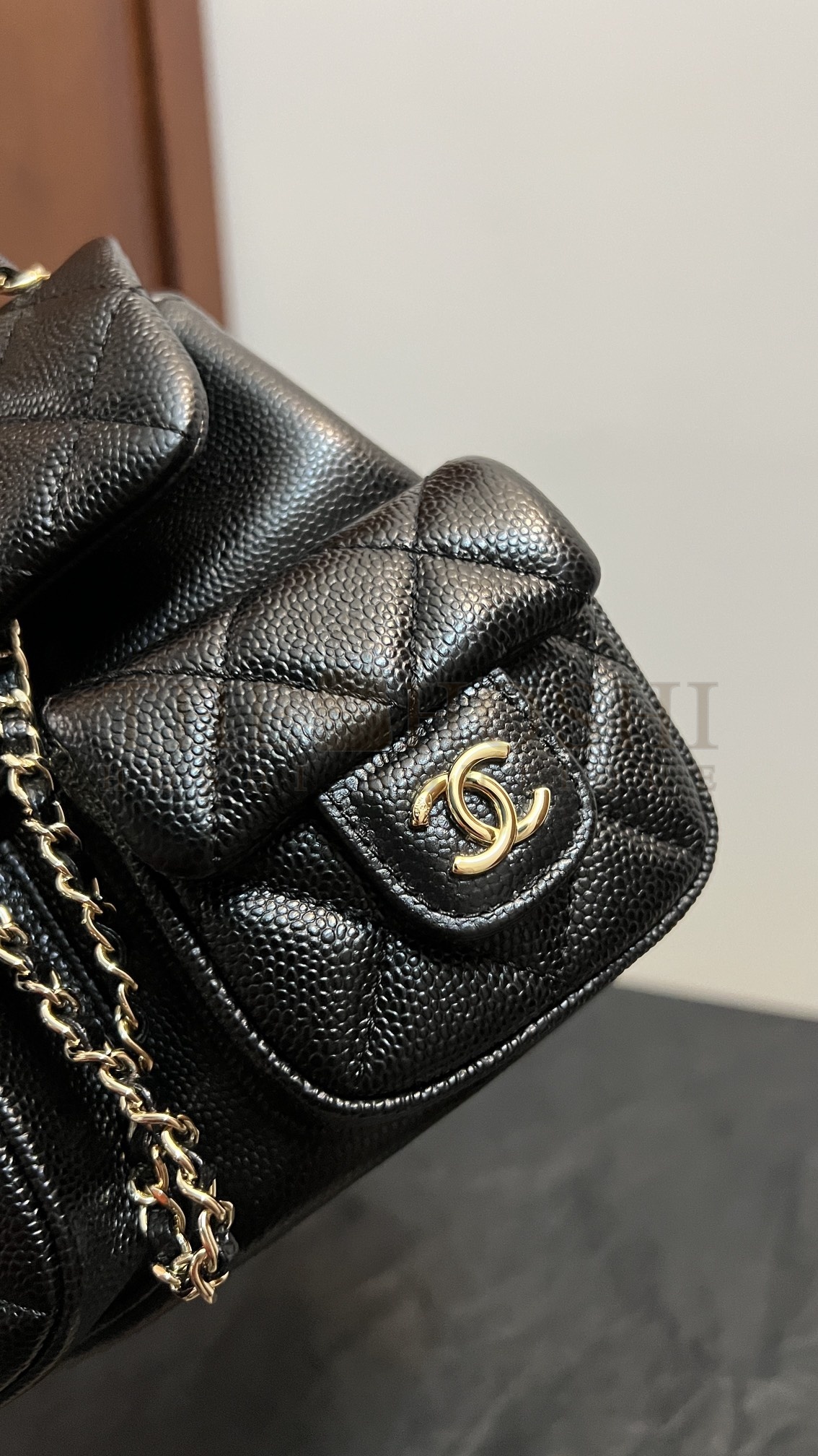 Calfskin Quilted Mini Duma Pockets Drawstring Backpack Black Ch**el Master Quality