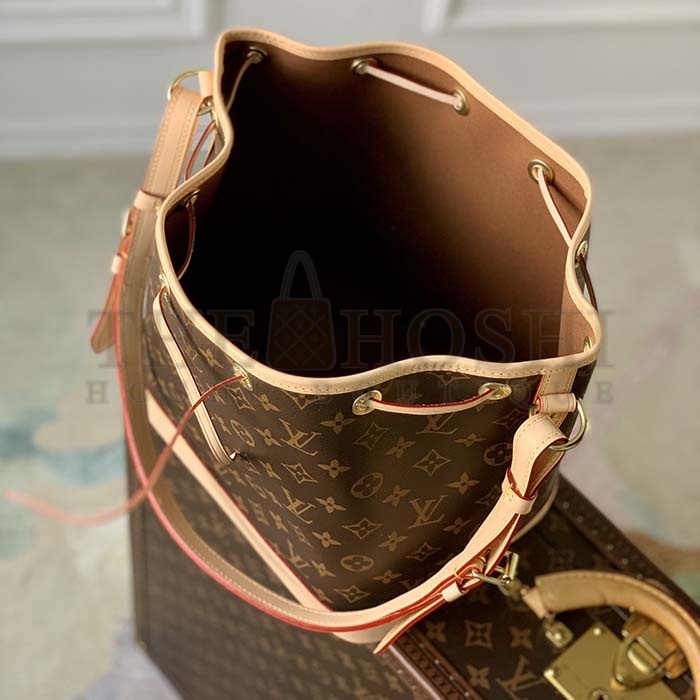 L0vis Vvtt0n LV Women Petit Noé Bucket Bag Monogram Coated Canvas Cowhide Leather Master Quality