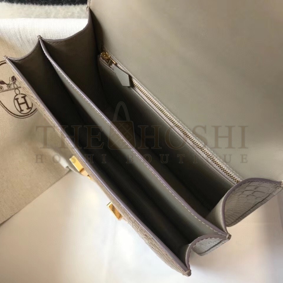 H**me5 Constance 24cm Bag In Taupe Embossed Crocodile Master Quality