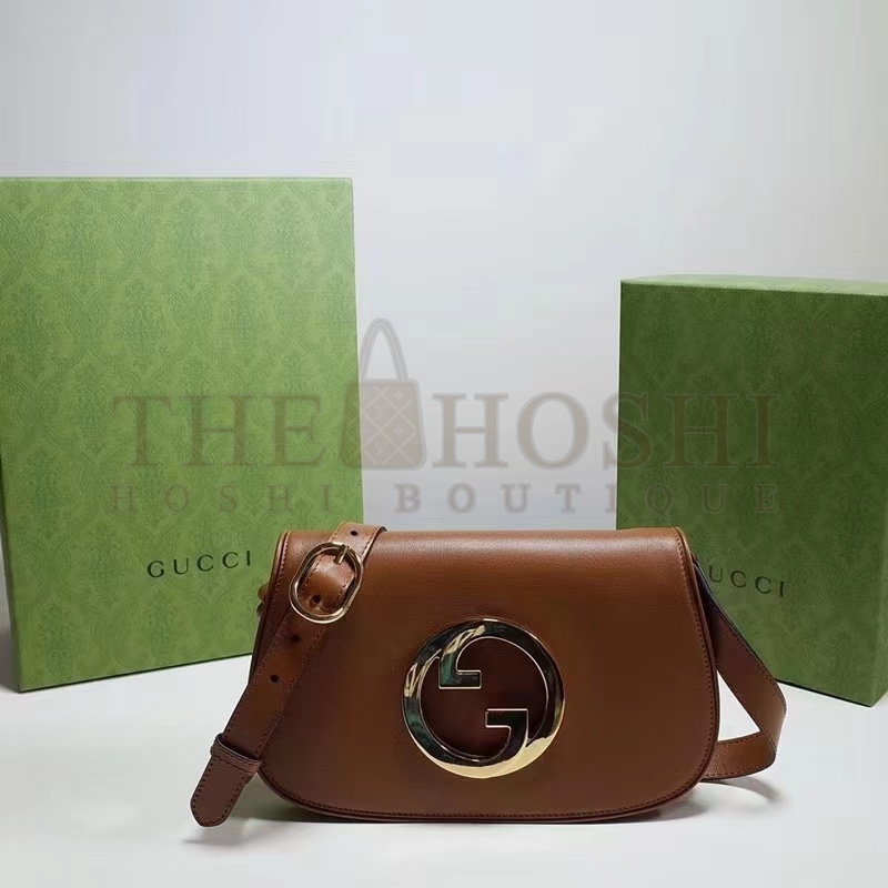 Gvc*1 Women GG Blondie Shoulder Bag Brown Leather Round Interlocking G Master Quality