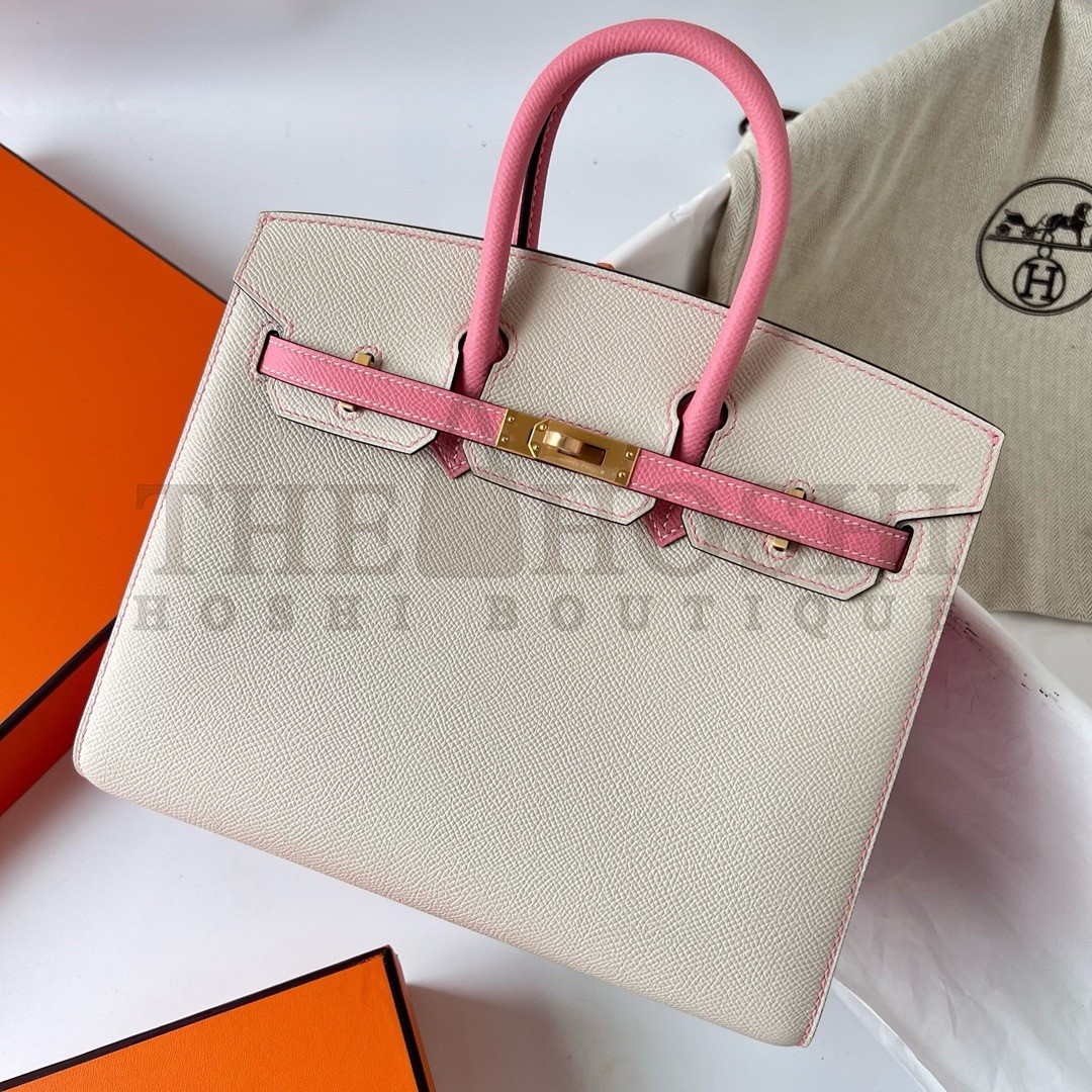 H**me5 HSS Birkin 25 Sellier Bag in Craie and Rose Confetti Epsom Calfskin Master Quality