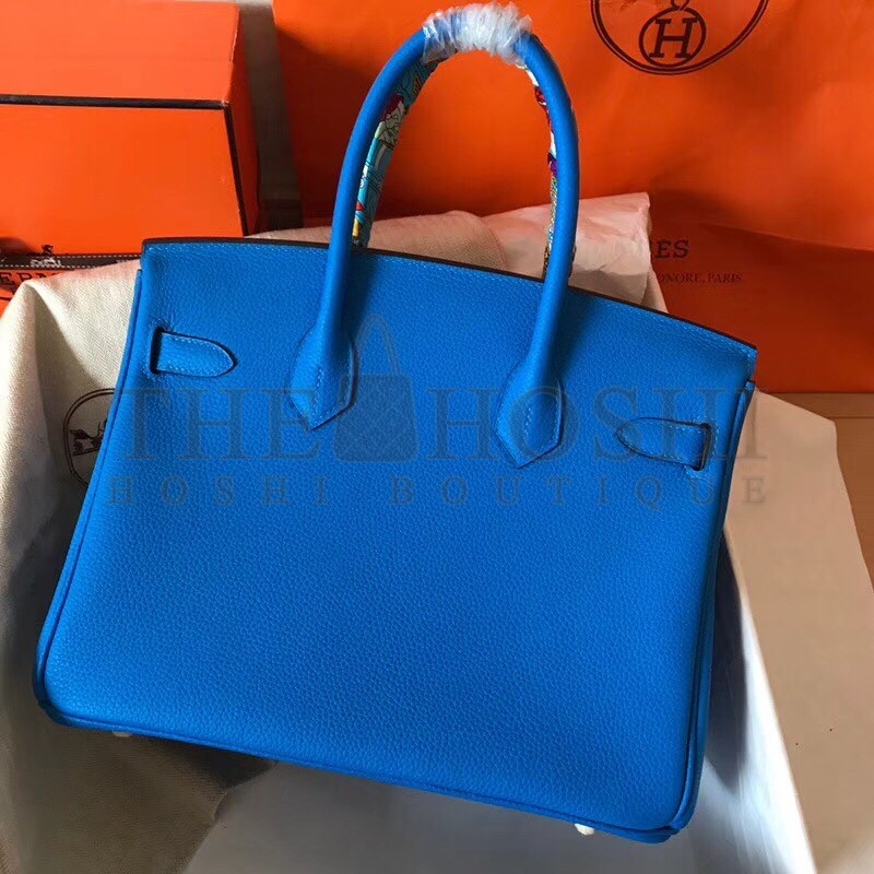 H**me5 Blue Birkin 30cm Clemence Handmade Bag Master Quality