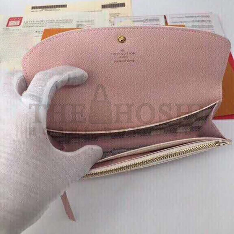 L0vis Vvtt0n LV Women Emilie Wallet Damier Azur Canvas-Pink Master Quality