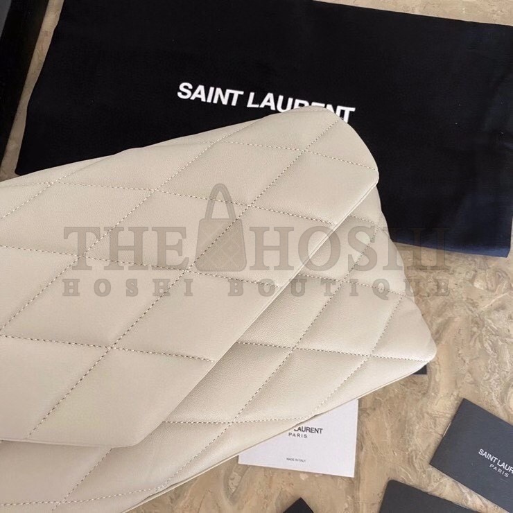 Sa1nt Lau*nt Sade Puffer Envelope Clutch In White Lambskin Master Quality