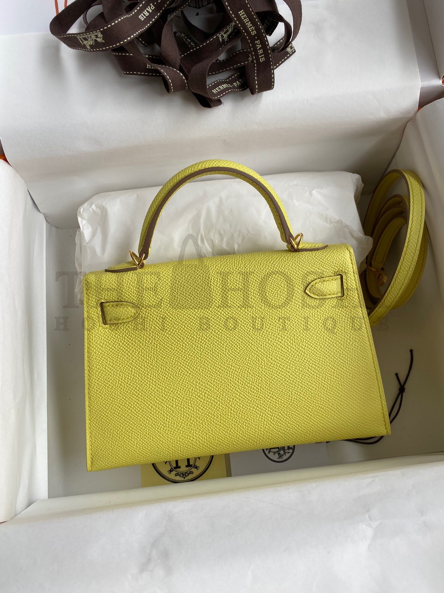 H**me5 Kelly Mini II Sellier Handmade Bag In Lime Epsom Calfskin Master Quality