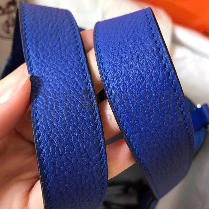 H**me5 Blue Electric Picotin Lock MM 22cm Handmade Bag Master Quality