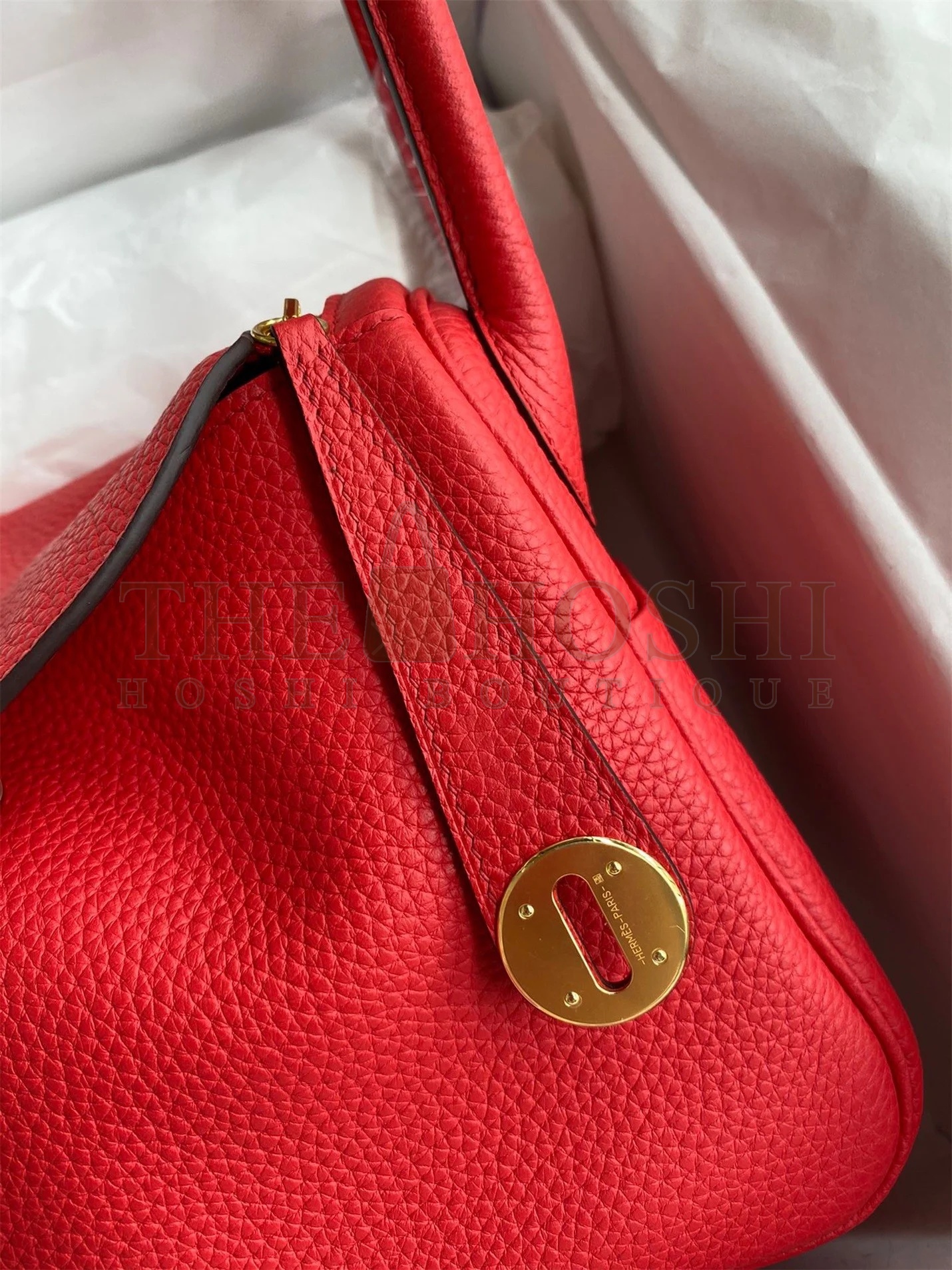 H**me5 Lindy 26 Handmade Bag In Red Clemence Leather Master Quality