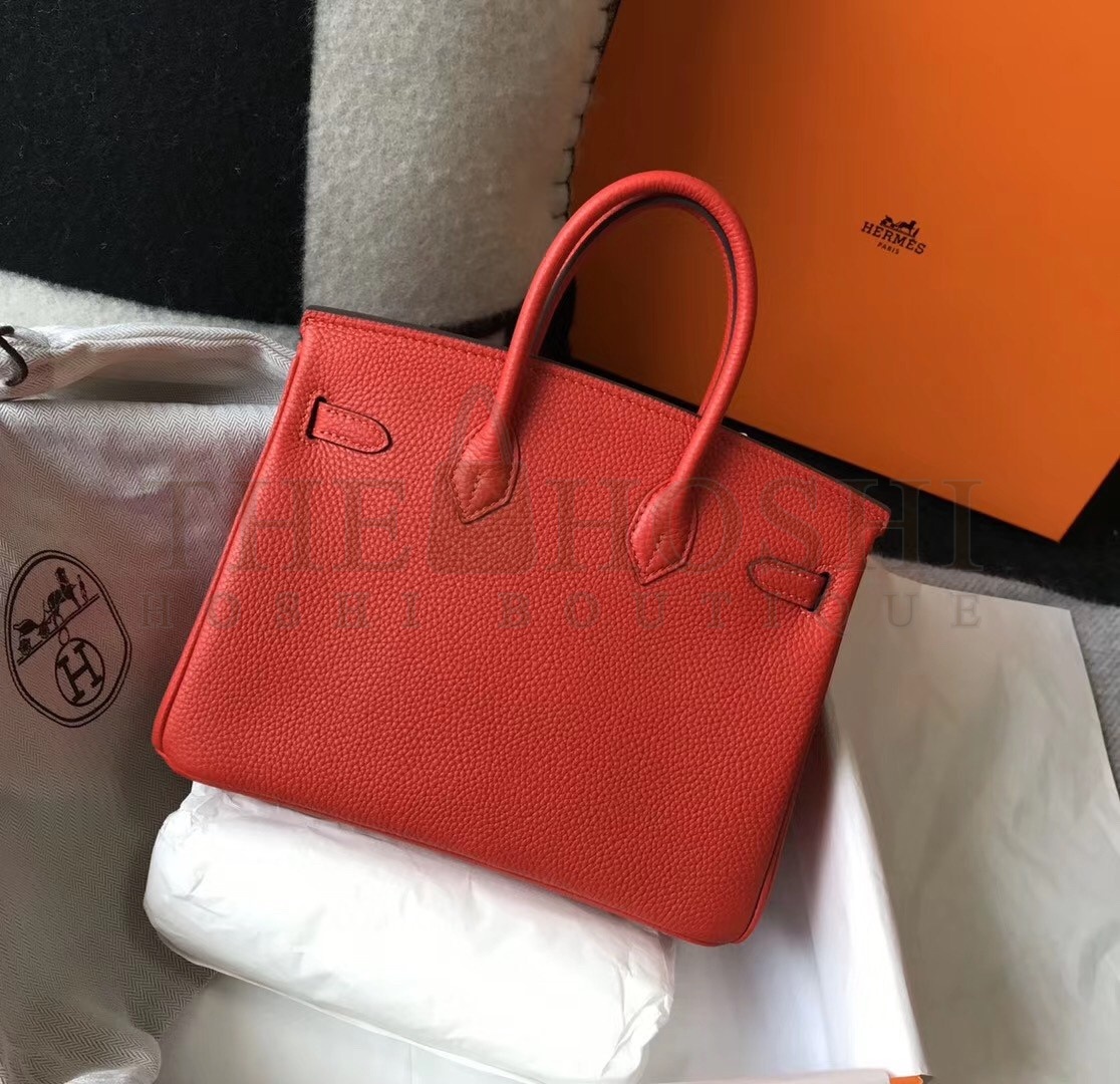 H**me5 Birkin 25cm Bag In Red Clemence Leather Master Quality