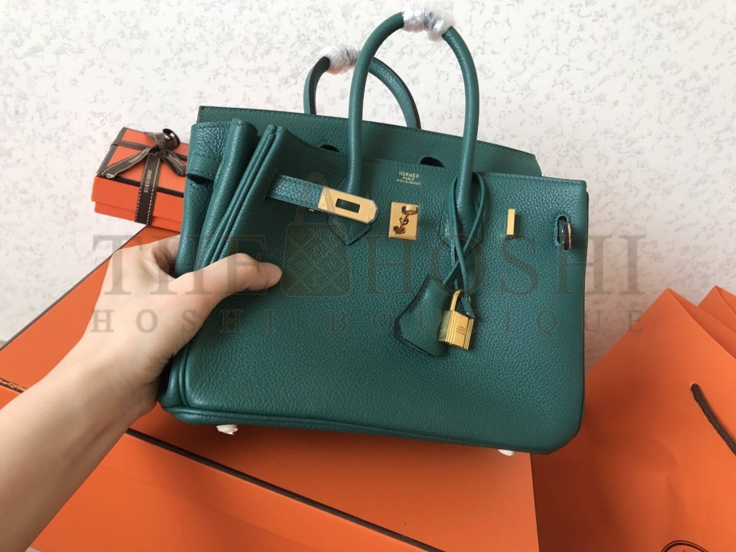 H**me5 Malachite Birkin 25cm Clemence Handmade Bag Master Quality