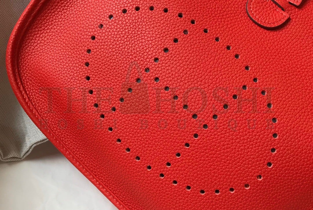 H**me5 Evelyne III 29 Bag In Red Clemence Leather Master Quality