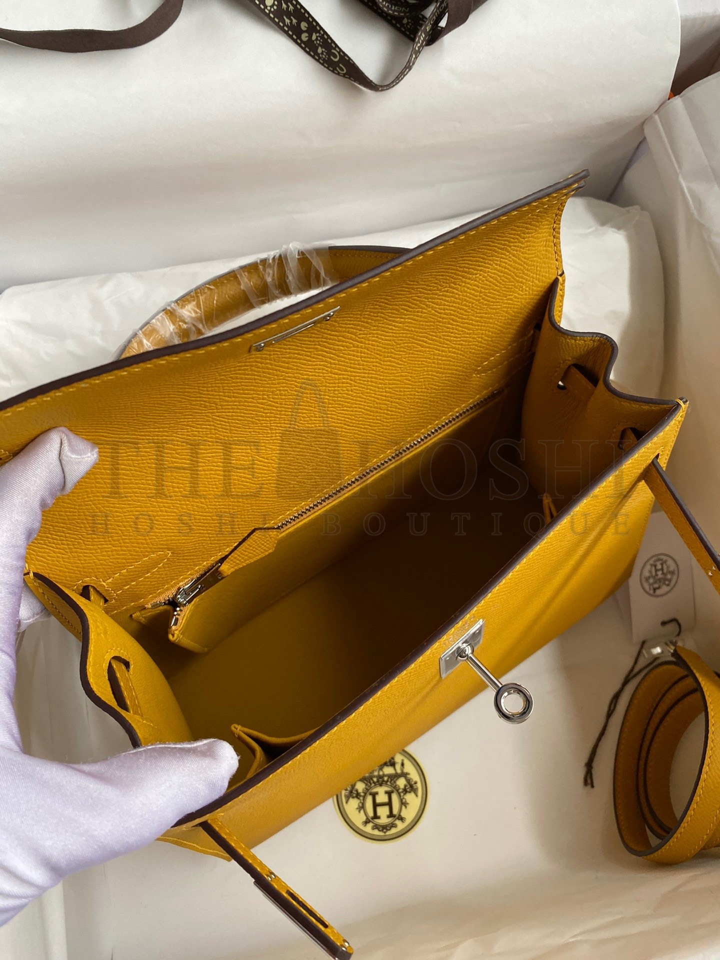 H**me5 Epsom Kelly 25cm Sellier Handmade Yellow Bag Master Quality