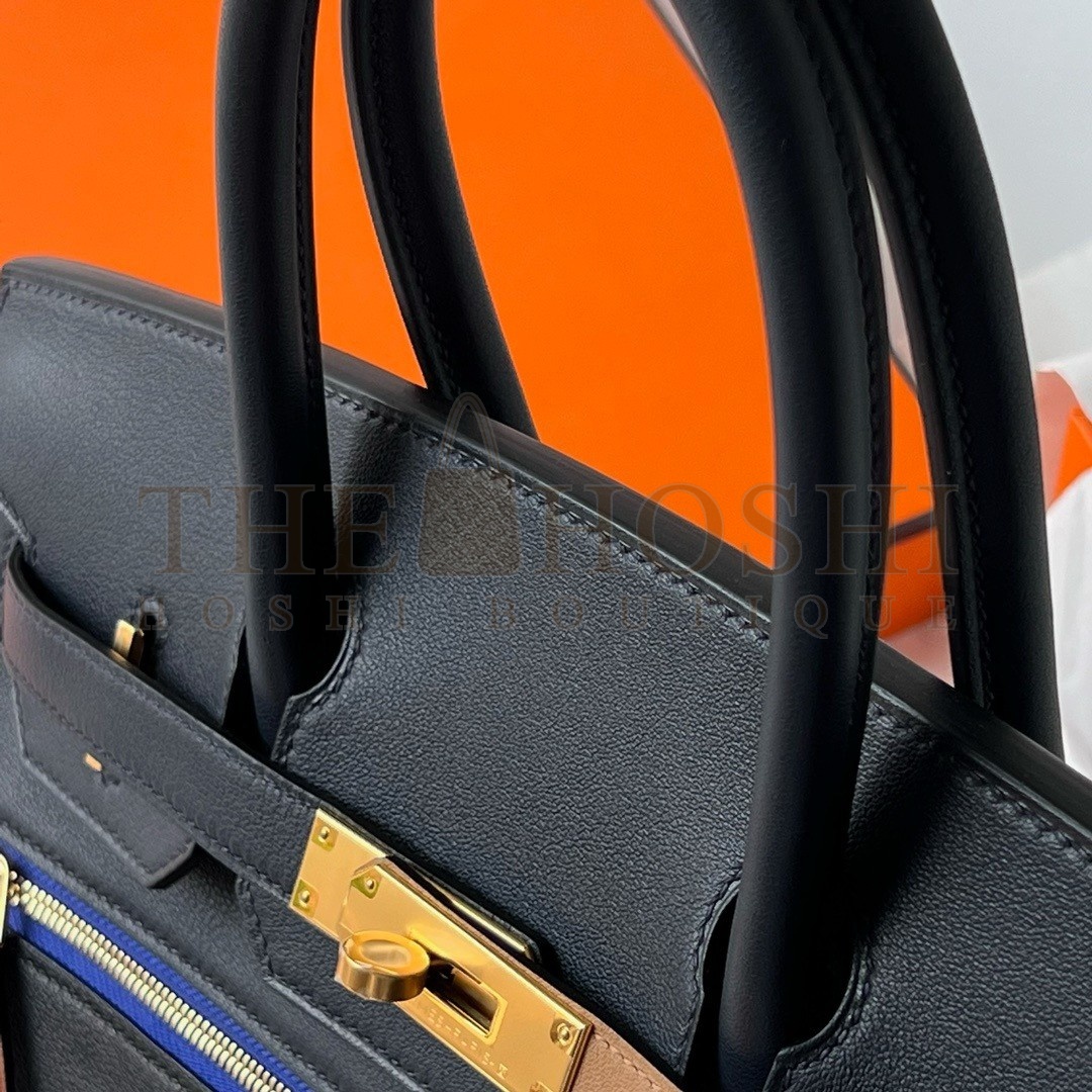 H**me5 Colormatic Birkin 30 Bag in Blue Nuit, Black and Chai Swift Leather Master Quality