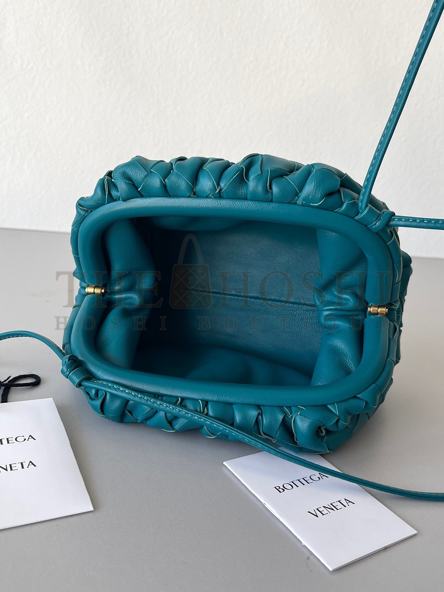 B0tt*ga Ven*ta Mini Pouch with Strap in Mallard Intrecciato Lambskin Master Quality