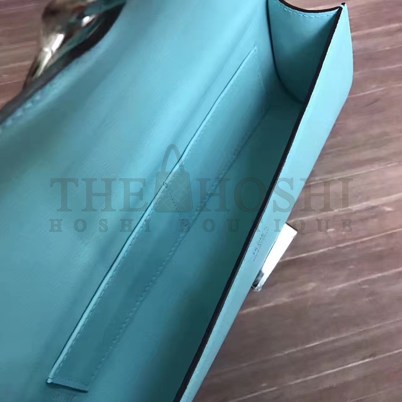 H**me5 Handmade Egee Clutch In Atoll Blue Swift Leather Master Quality