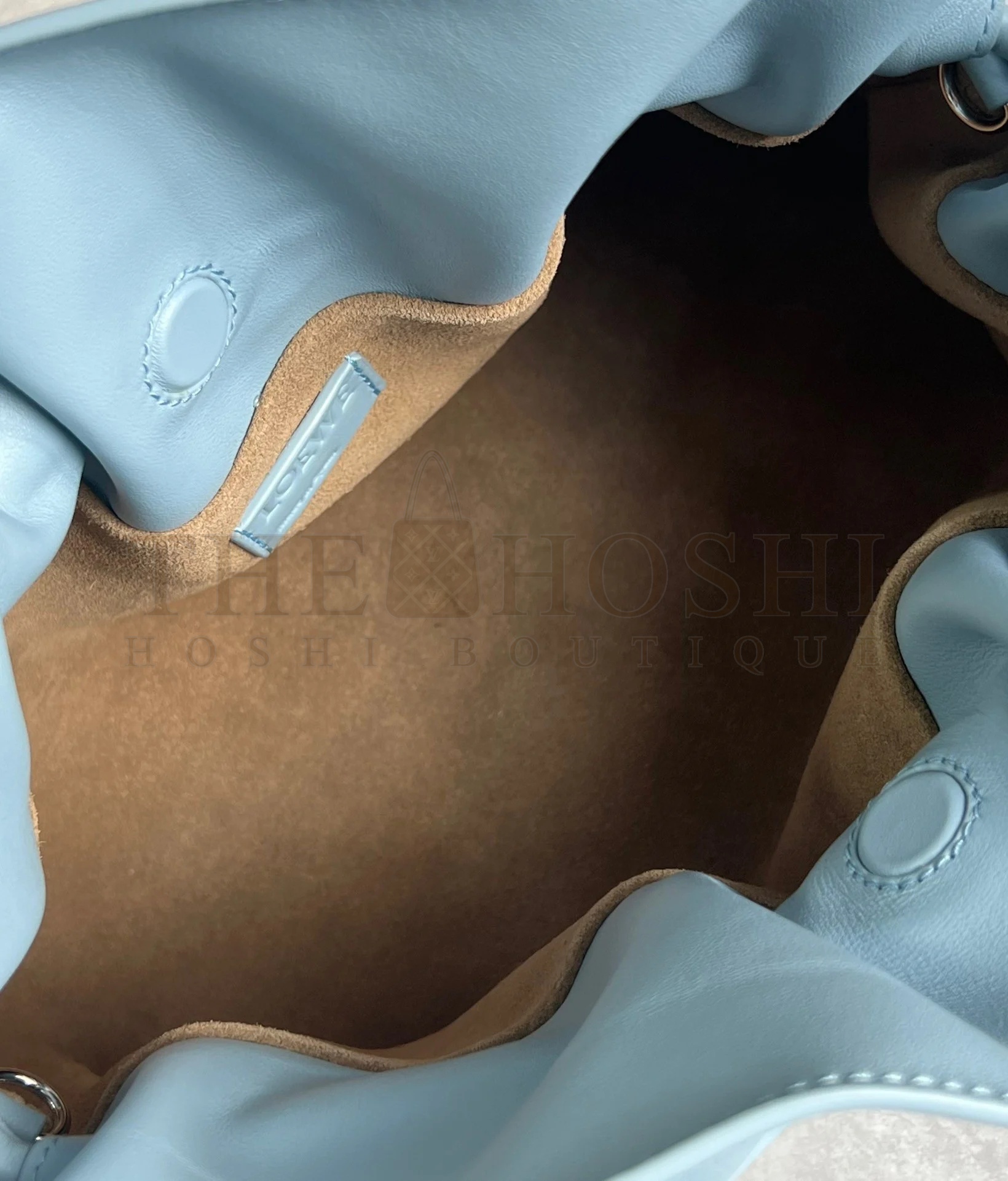 L0ew* Flamenco Clutch Bag In Dusty Blue Calfskin Master Quality