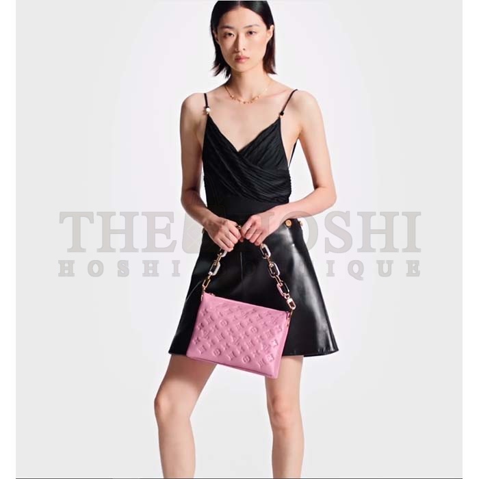 L0vis Vvtt0n LV Women Coussin PM Handbag Rose Bonbon Pink Lambskin Cowhide Leather Master Quality