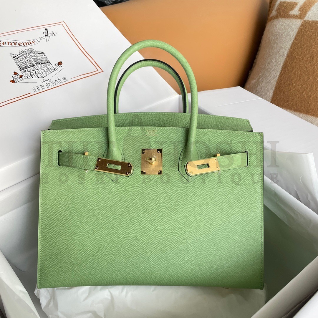 H**me5 Birkin 30 Sellier Handmade Bag In Vert Criquet Epsom Calfskin Master Quality