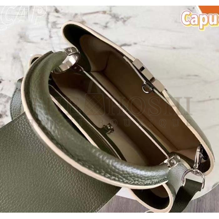 L0vis Vvtt0n LV Women Capucines BB Handbag Kaki Dark Green Taurillon Cowhide Leather Master Quality