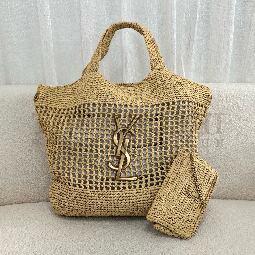 Sa1nt Lau*nt Icare Maxi Shopping Bag in Naturel Raffia Master Quality