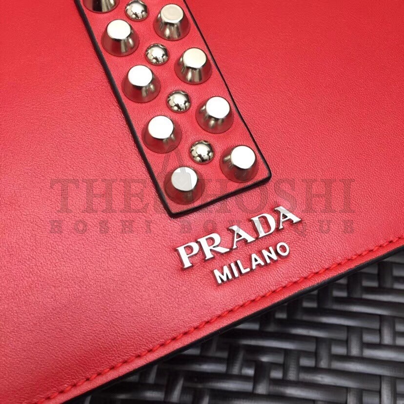 Pra*a Elektra Shoulder Bag In Red Calfskin Master Quality