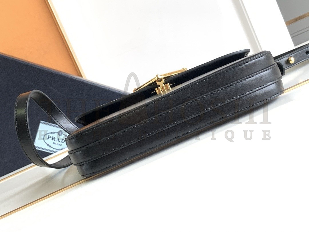 Pra*a Shoulder Bag in Black Smooth Calfskin Master Quality