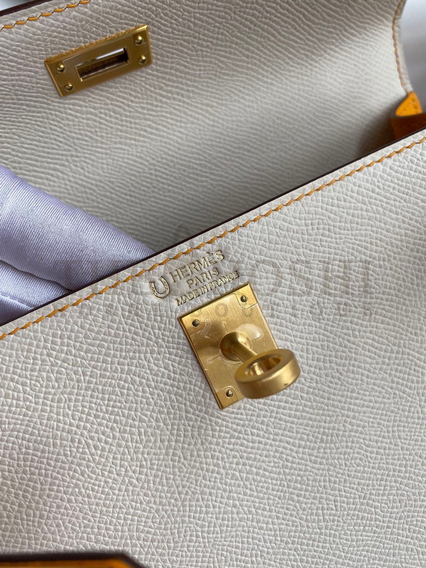 H**me5 Kelly Sellier 25 Bicolor Bag in Craie and Yellow Epsom Calfskin Master Quality