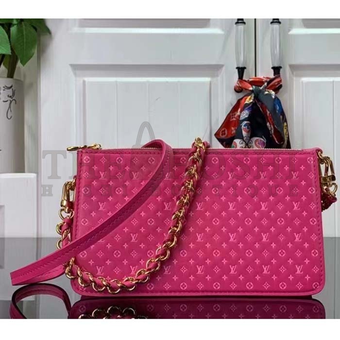 L0vis Vvtt0n LV Women Lexington Pouch Rose Pink Monogram-Embossed Calf Leather Master Quality