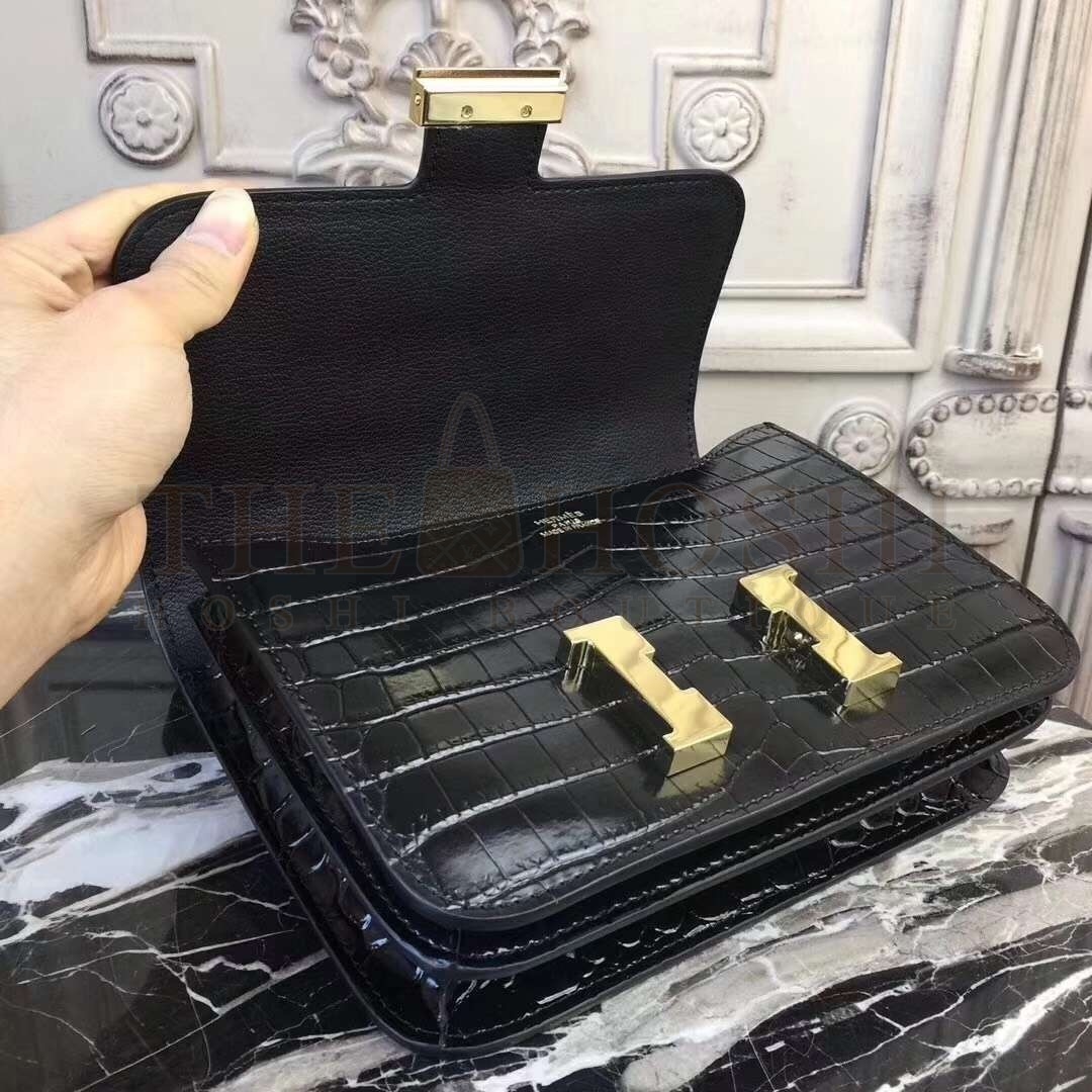H**me5 Black Constance MM 24cm Crocodile Bag Master Quality