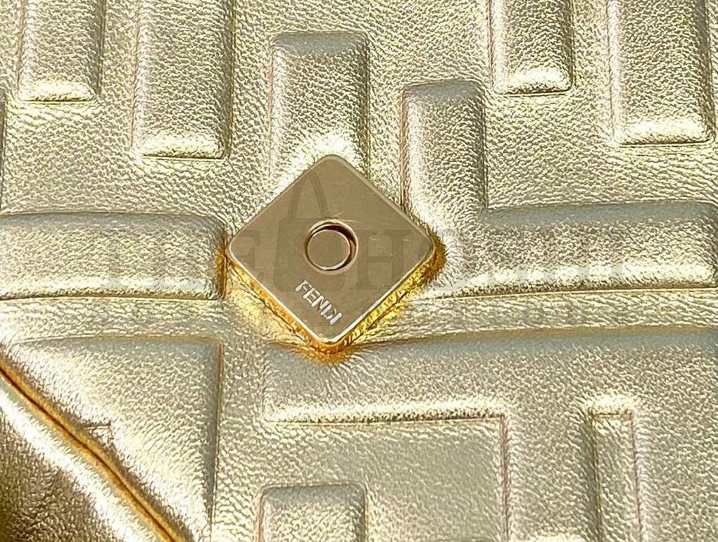 F**di Medium Baguette Bag In Gold FF Metallic Leather Master Quality
