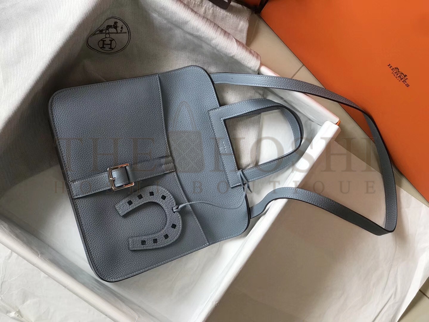 H**me5 Halzan Bag In Blue Lin Clemence Leather Master Quality