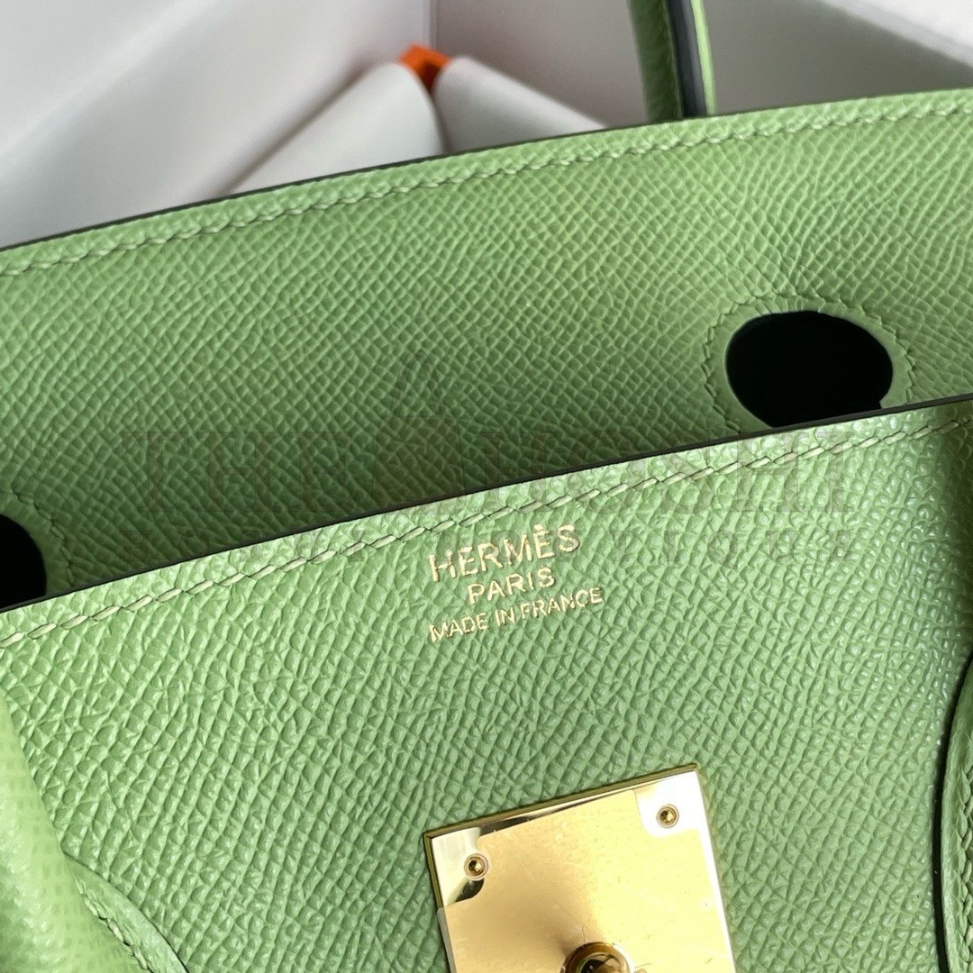 H**me5 Birkin 25 Sellier Handmade Bag In Vert Criquet Epsom Calfskin Master Quality