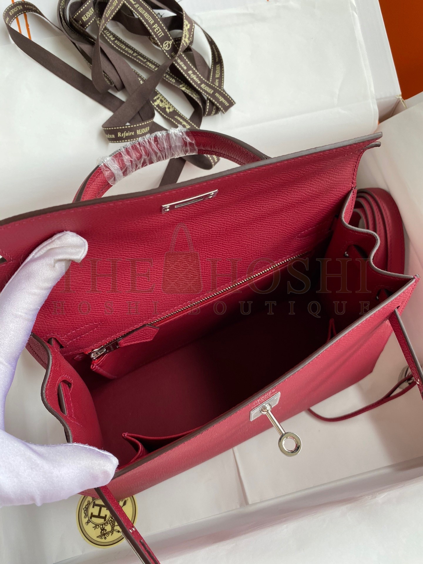 H**me5 Kelly Sellier 25 Handmade Bag In Ruby Epsom Calfskin Master Quality