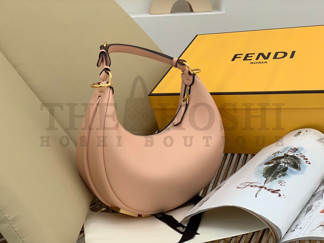 F**di F**digraphy Small Hobo Bag In Pink Leather Master Quality