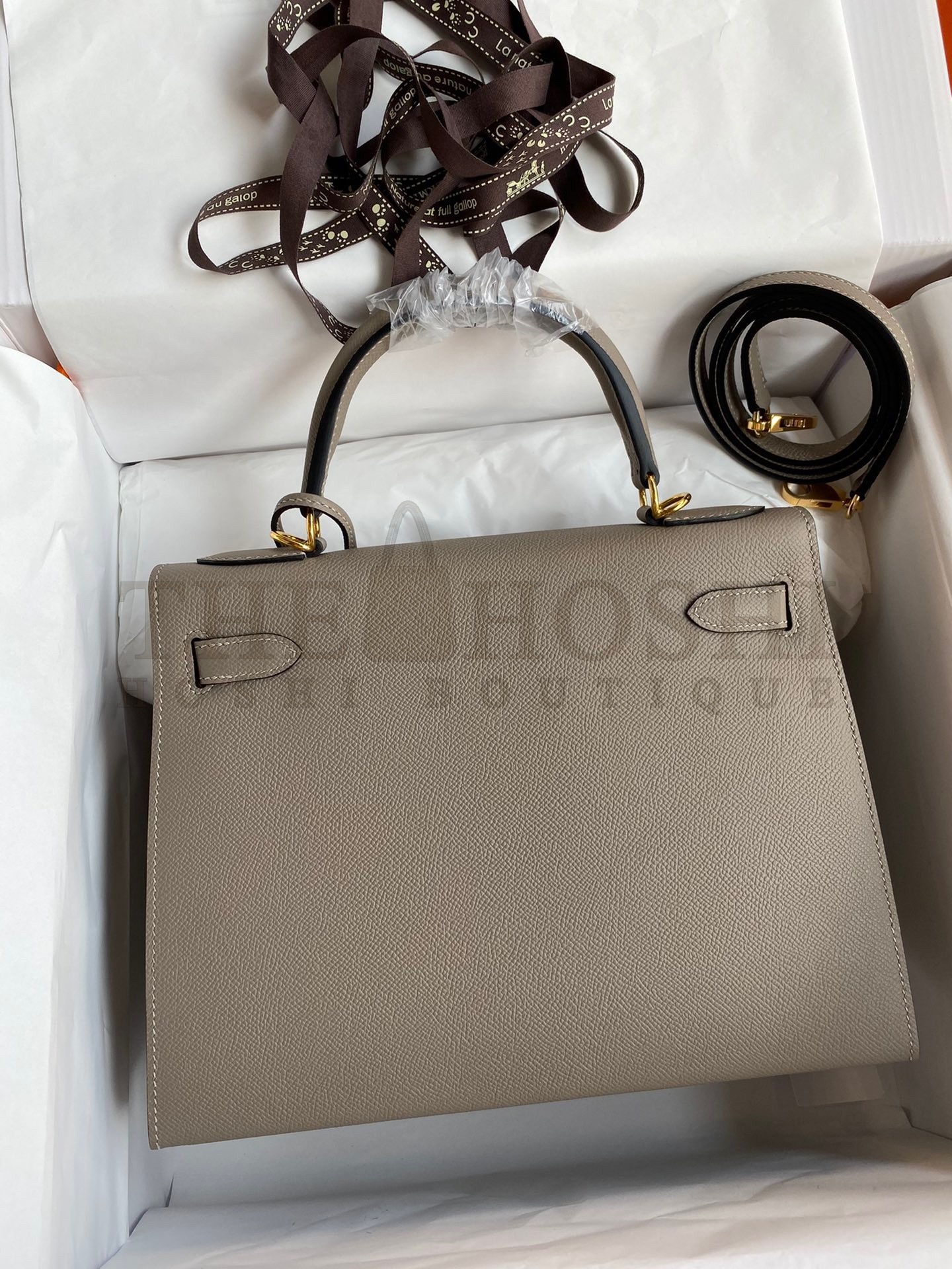 H**me5 Kelly Sellier 28 Handmade Bag In Gris Asphalt Epsom Calfskin Master Quality